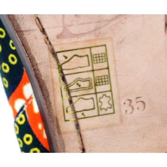 ORANGE BLACK TEXTILE LEATHER OUTSOLE LACE UP LOW HEEL ROUND TOE OXFORD SHOES 35 - Picture 7 of 8